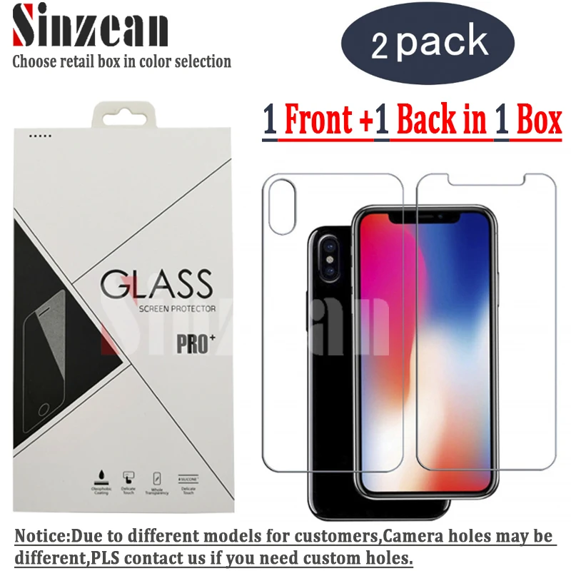 Sinzean 200 шт.(100 шт для передней панели+ 100 шт для задней панели) для iphone 11/XS/X/XSMAX/XR/6/7/8 PLUS закаленное Стекло протектор экрана 0,3 мм 2.5D