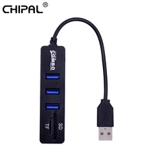 CHIPAL USB концентратор комбо 3 порта Высокоскоростной USB 2,0 концентратор сплиттер Мульти USB комбо 2 в 1 SD/TF кардридер для ПК ноутбук компьютер