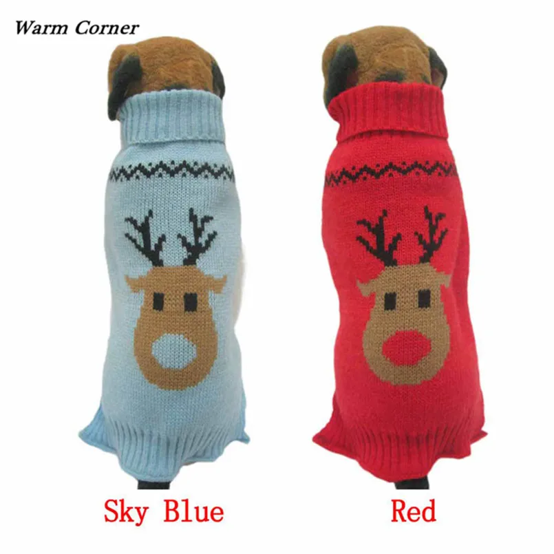 

Warm Corner 1PC New High Quality Dog Clothes Pet Winter Woolen Sweater Knitwear Puppy Clothing Deer Head High Collar Coat Sept 1