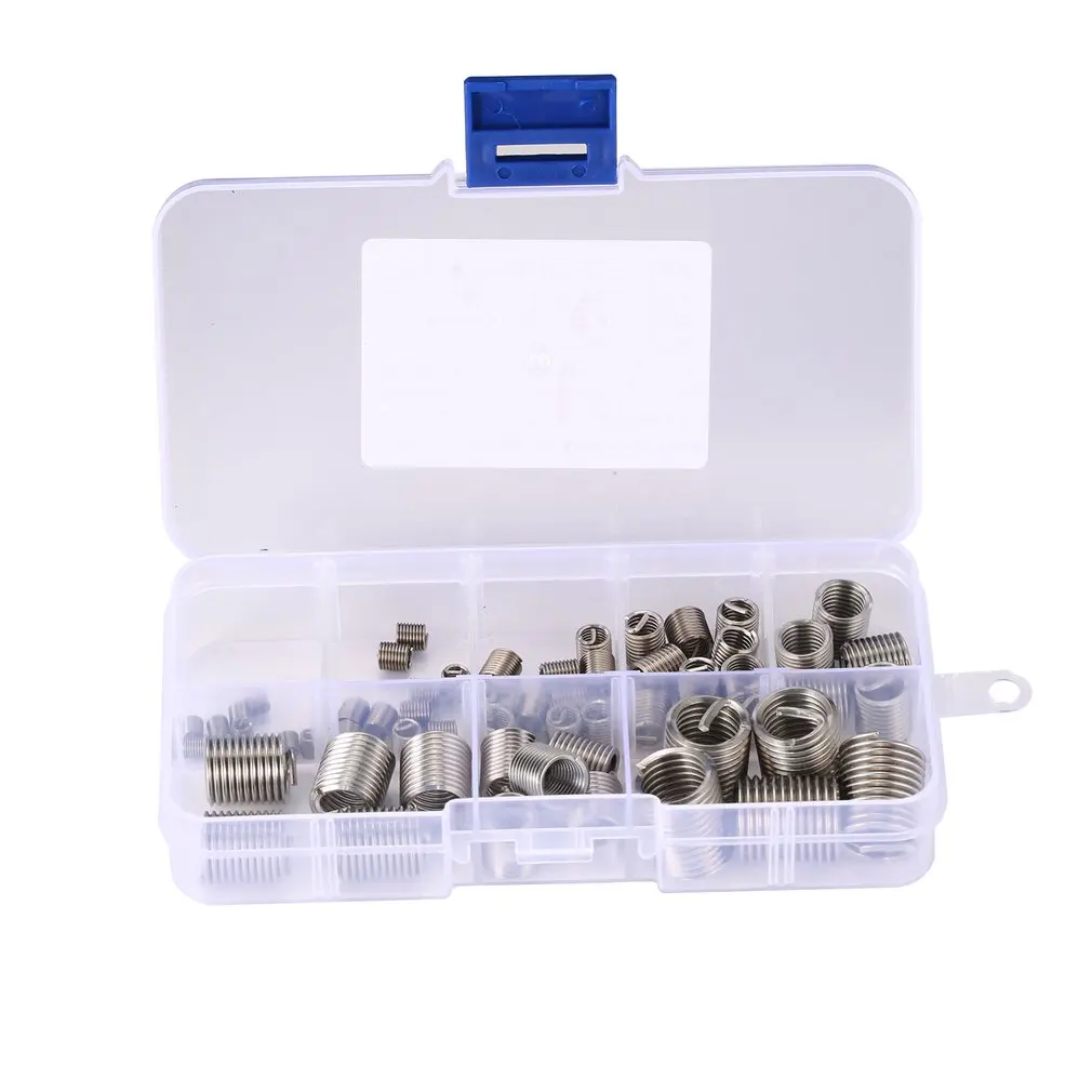 

60PCS Threaded Inserts M3 to M12 Stainless Steel Wire Helicoil Fasteners Hardware Repair Tools Screw Sleeve Set