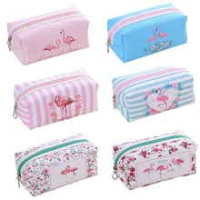 Vogvigo Key Card Earphone Cosmetic Bag With Zipper Flamingo  Storage Cartoon Travel Cosmetic Bag Toiletry Beauty Wash Kit Bath