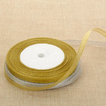 

25Yards 6mm Silver/Gold Silk Satin Ribbon Party Home Wedding Decoration Gift Wrapping Scrapbooking Craft Stationery DIY Tape