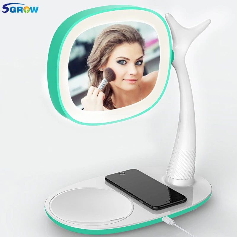 SGROW косметическое зеркало Беспроводной зарядки Настольная лампа для Спальня стол светильники Зарядное устройство лампы для Iphone X/8/ 8 плюс