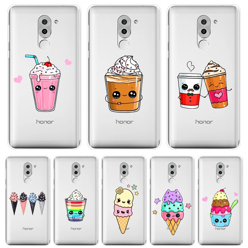 

Phone Case For Huawei Honor 4X 5A 5X 6 6X Soft Silicone Cute Funny Ice Cream Drink Back Cover For Huawei Honor 6A 4C 5C 6C Pro