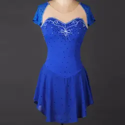 Для женщин Королевский синий цвет фигурное катание платье для девочек производительность Patinaje гимнастика производительность на фигурных