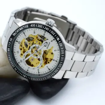 

GUCAMEL Luxury Brand Men Skeleton Automatical Mechanical Wristwatch Business Waterproof Stainless Steel Leather Strap Male Watch