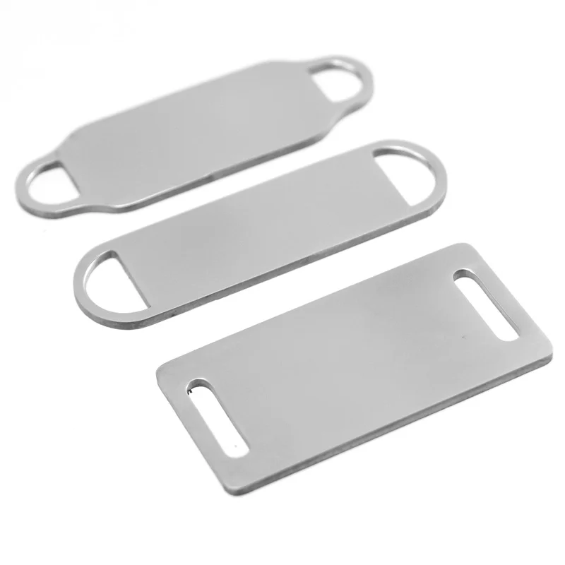 Chapas de Aço Inoxidável em Branco para Gravura em Metal Conector para Pulseira Fazer Jóias Alta Polido Atacado 50 Pcs 100% Tag 3 Componentes p joias
