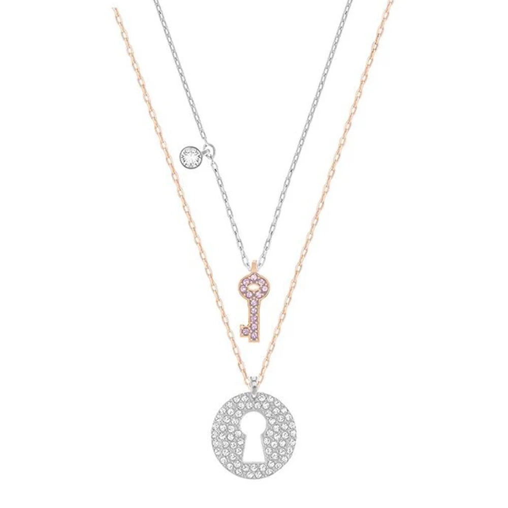 

High-quality SWA New Retro double-key locking lady's clavicle chain personality Fashion Pendant Chain Necklace