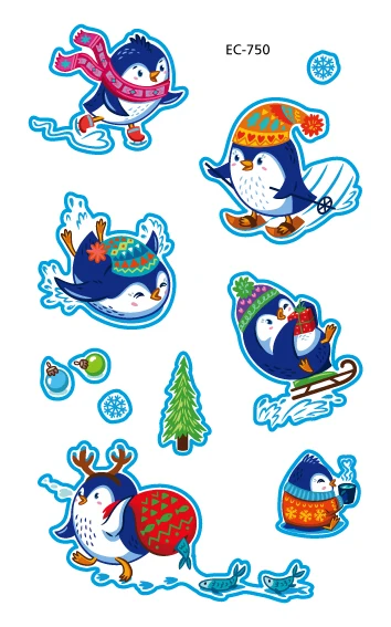 EC742-750 Penguin Series Tattoo Sticker Cartoon Children ...