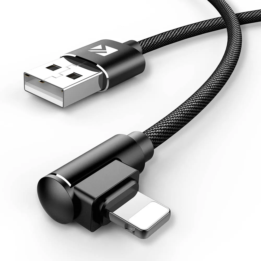 FLOVEME 90 градусов Micro USB кабель для Xiaomi Redmi 4X Note 4 2.4A кабель для быстрой зарядки USB телефон зарядное устройство кабель для передачи данных шнур провод 1 м - Цвет: Black