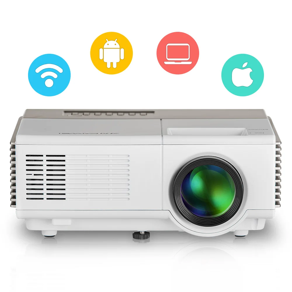 

CAIWEI Portable Android Mini LED Projector WiFi Wireless HD Video Movie Home Theater Projector HDMI TV AV USB