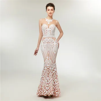 

Robe de Soiree Longue Sexy Backless Red Mermaid Lace Evening Dress 2018 Long Sequined Sparking Evening Gowns Vestido de Festa