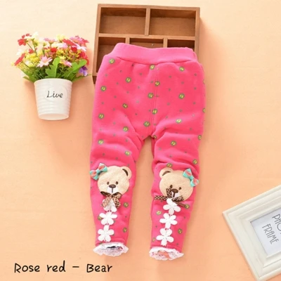 Милые леггинсы для маленьких девочек от 0 до 3 лет теплые леггинсы для маленьких детей на весну и осень длинные разноцветные штаны, дизайн распродажа года - Цвет: rose bear