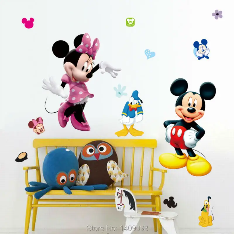 kids room decoration cartoon mickey latest design wall sticker 5070cm vinilo sticker for kids diy sticker adesivo de parede