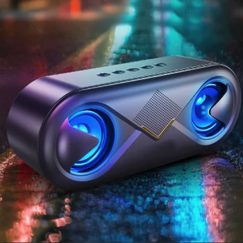 

S6 Bluetooth 5.0 Speaker Handsfree Stereo Surround Column Wireless Hifi Speakers Support AUX TF USB With LED Flash