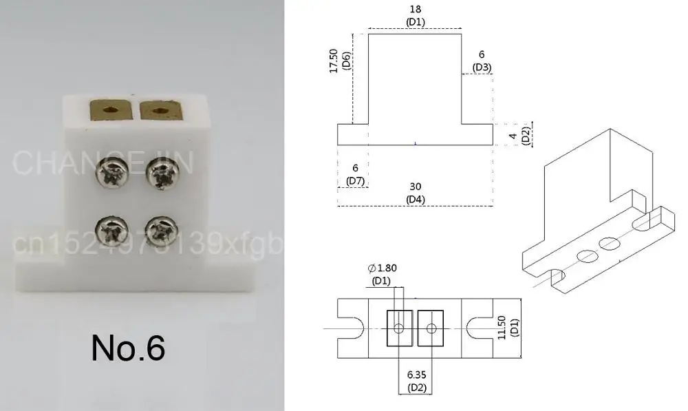 G6.35 GX6.35 керамический держатель лампы для галогенной вольфрамовой лампы № 6 № 4 Вертикальная База лампы используется для бестеневой лампы и т. Д - Цвет: No.6