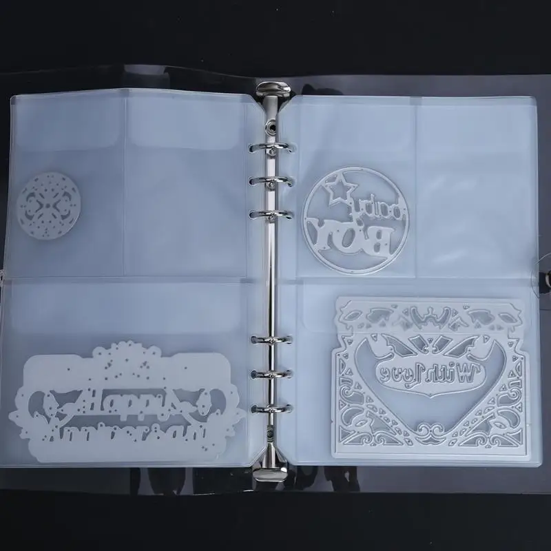 

10 Sheets Cutting Dies Storage Book Case Collections Stencil for DIY Scrapbooking Transparent Dies Storage Organizer