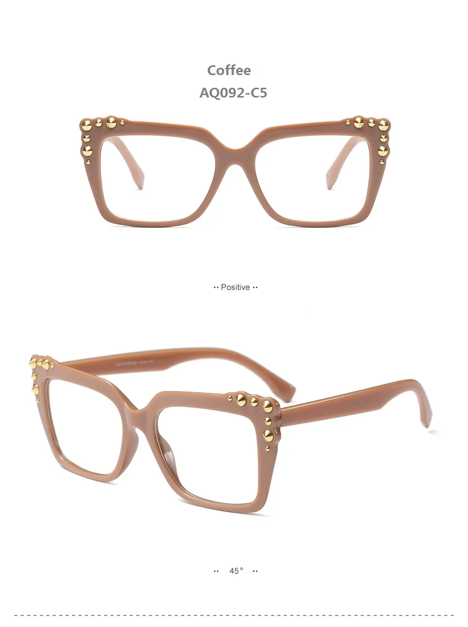 SOLO TU Trend, сексуальные квадратные очки с заклепками, оправа, Роскошные, индивидуальные, для женщин, оптические очки, компьютерные очки, оправа для очков, UV400 - Цвет оправы: AQ092-C5