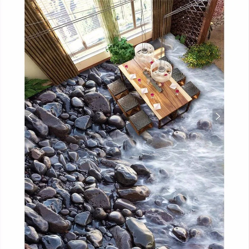 Floor-mural-HD-black-stone-coast-Waterproof-Bathroom-kitchen-balcony-PVC-Wall-paper-Self-wall-sticker