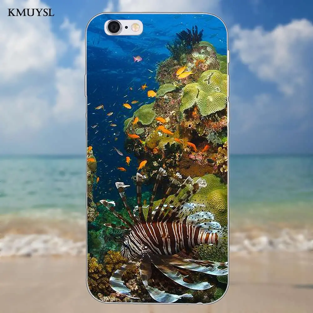 Мягкий ТПУ Новый Модный Большой Барьерный риф для iPhone X 4 4S 5 5C SE 6 S 7 8 Plus Galaxy S5 S6 S7 S8