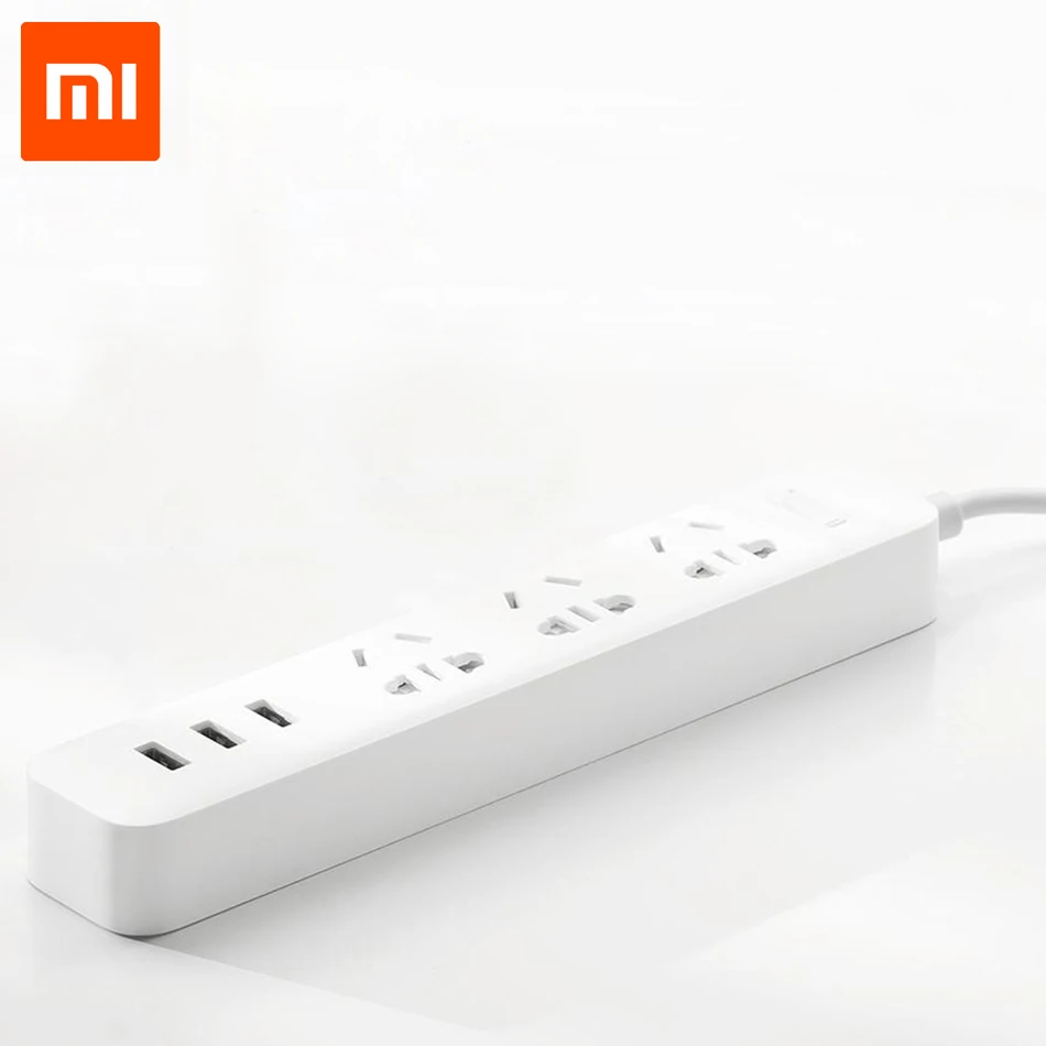 Goedkoop Echt XiaoMi Smart Aanpassing 3 USB 1A 2A Power Strip met 3 Standaard Sockets 100 240 V voor Smart Telefoon Tablet PC Computer
