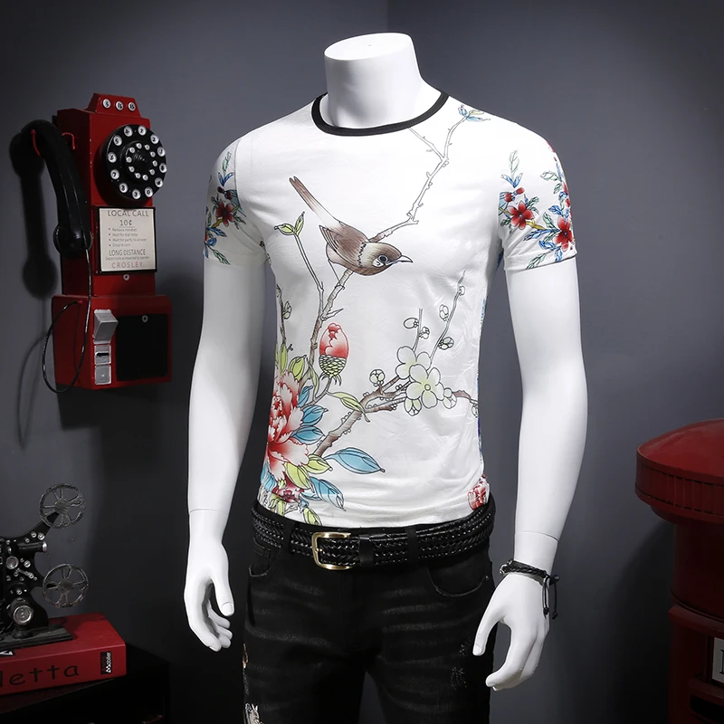 

In the summer of 2019 The comfortable tencel ICONS Hollow out breathable Printing short sleeve men T-shirt C8183 - P45