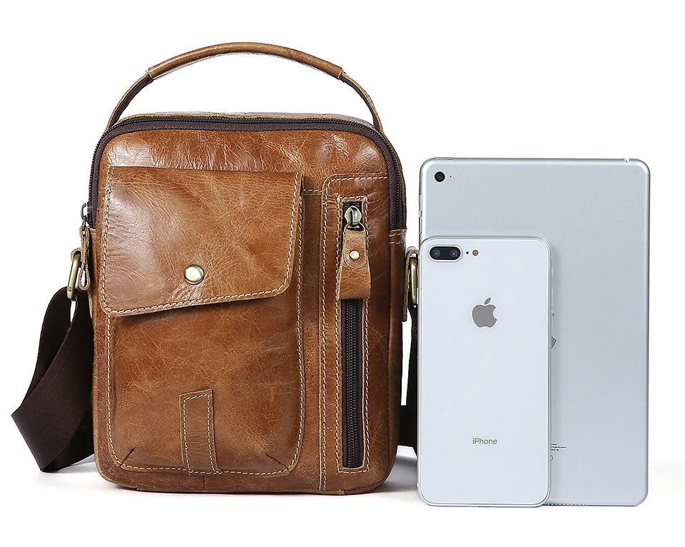 Genuine Leather Men Bags Oil Leather Messenger Bag Men Shoulder Crossbody Bags Male Flap Small Handbags Shoulder Bag  (20)