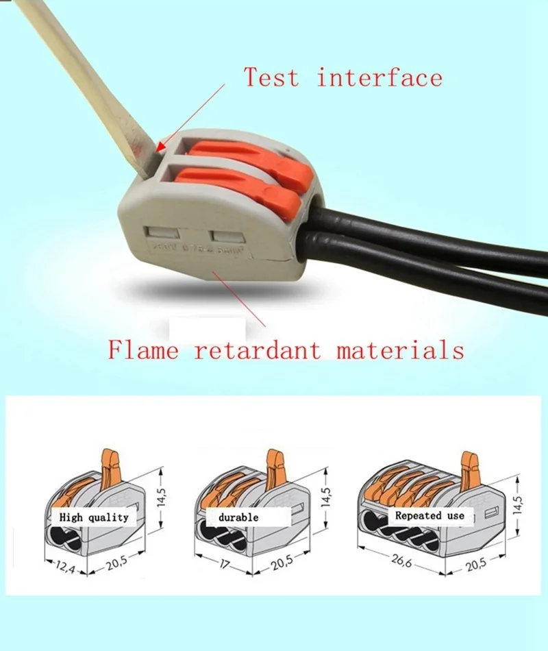 Провод соединитель 222 серии 10 шт клетка Весна Универсальный с крепкой проводкой клеммный блок Китай