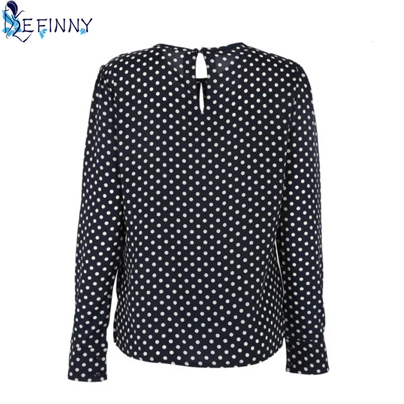 Женская рубашка с длинным рукавом, блузки в горошек, винтажные шифоновые женские топы, Femininas Blusa