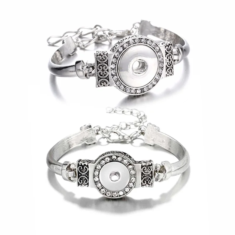 

Crystal 126 Fashion Vintage Engraving Fit 12mm 18mm Snap Button Metal Bracelet Bangle Interchangeable Charm Jewelry Women Gift
