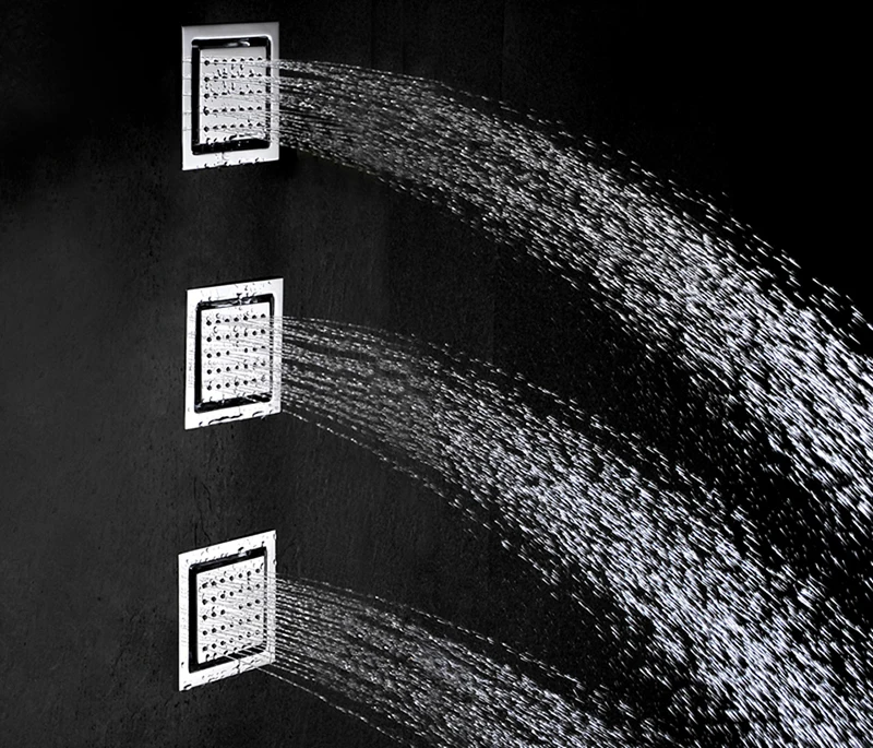Двойной дождевой светодиодный набор для душа 304 из нержавеющей стали для ванной смесителей тропических душей экономии воды ручной массаж