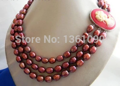 

bjc 000332 Red Rice Freshwater Pearl Necklace (C0309)