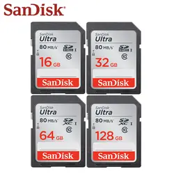 100% Оригинальные sandisk Ультра карты памяти для хранения 16 ГБ 32 ГБ 64 ГБ 128 ГБ узнать Скорость 80 МБ/с. SD карты для Full HD Камер