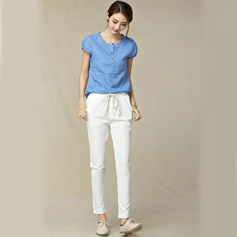 Women's Cute Candy Color Trousers White