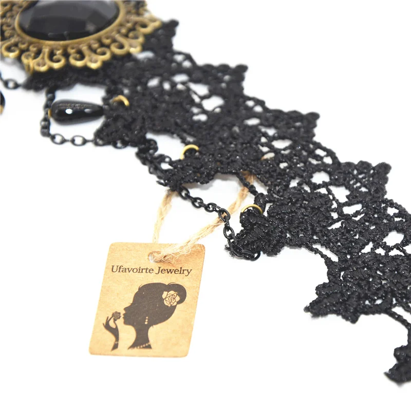 Ufavoirte Старинные Choker Necklace Black Lace Choker Воротник Женщины Свадьба Ювелирные Изделия Ожерелье Подвески Женщины Рождественский Подарок