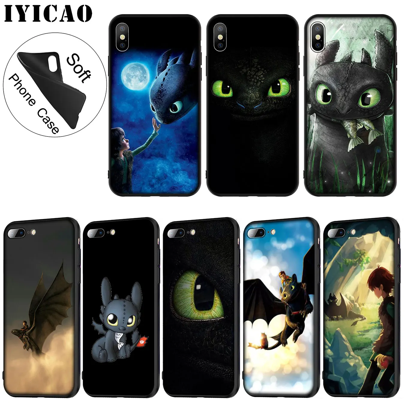 

IYICAO toothless How To Train Your Dragon Soft Silicone Phone Case for iPhone XR X XS Max 6 6S 7 8 Plus 5 5S SE 10 TPU Cover