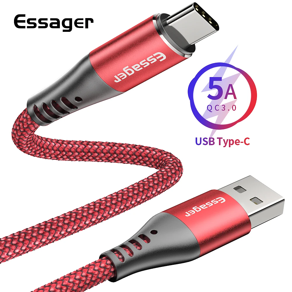 Essager 5A USB Type C кабель SCP Supercharge для Huawei Mate20 Pro P20 Quick Charge 4 0 3 Android зарядное устройство