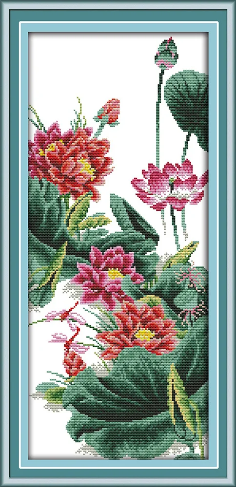 

The lotuses DMC Counted Chinese Cross Stitch Kits printed Cross-stitch set Embroidery Needlework