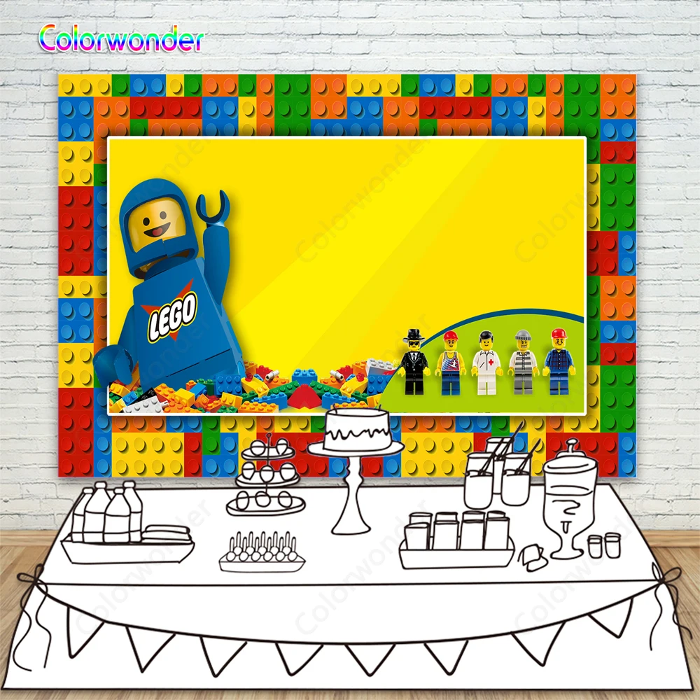 

Photo Background Lego Blocks Frame Architect Theme Party Photography Backdrops For Children Birthday Background Photocall Boda