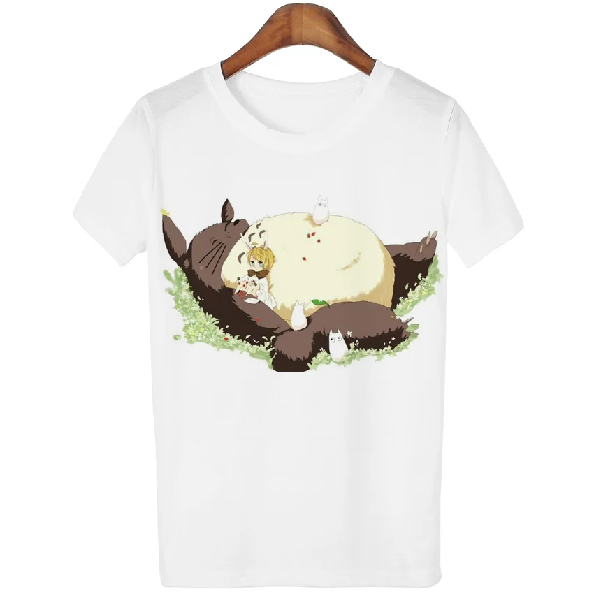 Повседневная футболка, женская футболка, Harajuku Totoro, с принтом, Camisetas Mujer, топы, с круглым вырезом, футболка, милые футболки, Femme - Цвет: A13