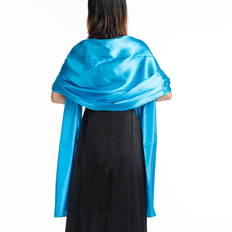 Элегантная женская сатиновая шаль, вечерние шали, свадебная шаль для невесты, 2 размера,, OEM заказ принимается - Цвет: Turquoise