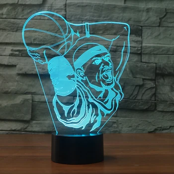 

Guy slam dunk 7 Changing Colors 3d illusion night light as gift for basketball lovers