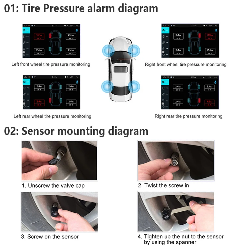 Автомобильные системы охранной сигнализации автомобиля TPMS для Android шины с