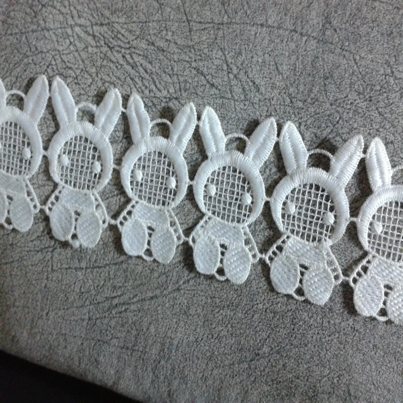

1 Yard Embroidery Lace Fabric,DIY Wedding Dress White rabbit lace Manual Wedding Hallowed Lace Trim
