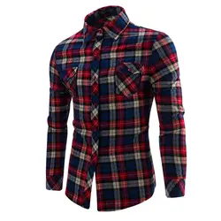 Высокое качество Для мужчин рубашка 2018 модный бренд Повседневное Тонкий геометрический принт рубашка с длинными рукавами Для мужчин