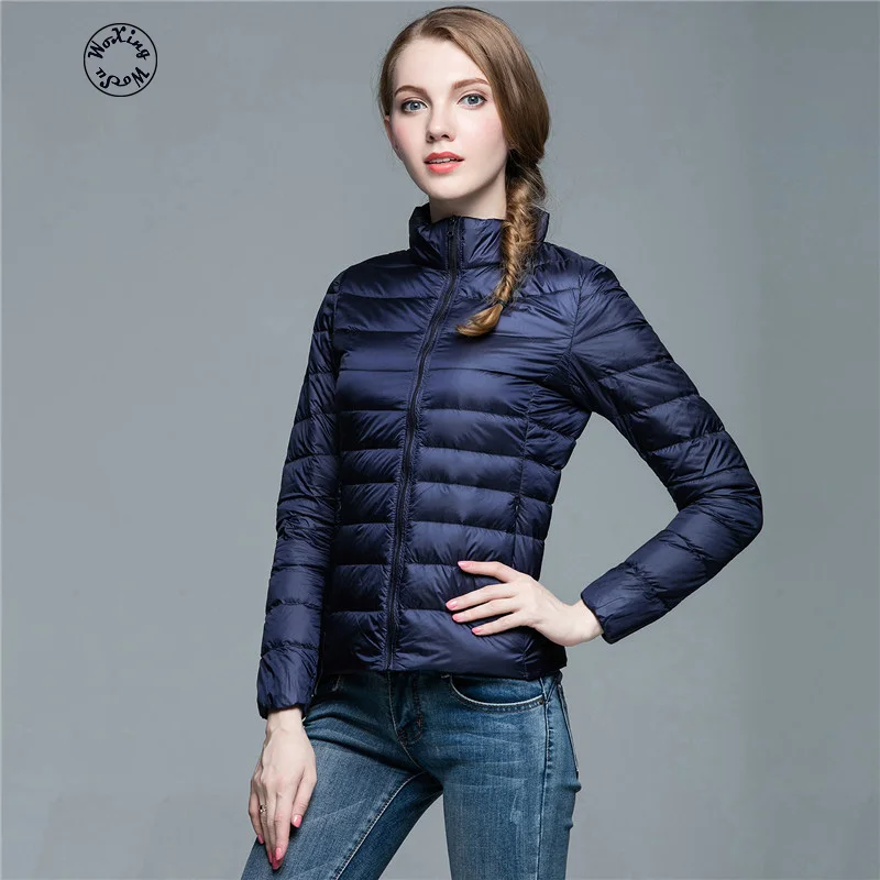 Woxingwosu winter women's down light jacket ladies slim collar short ...