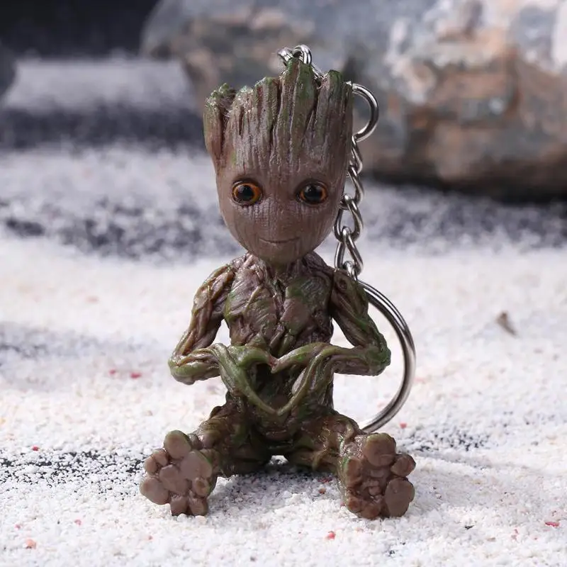 Baby Groot фигурки, игрушка, брелок для ключей, украшение для дома, Милая модель, игрушка для детей, мультяшное дерево, человек, брелок, Автомобильный подвесной декор, брелок