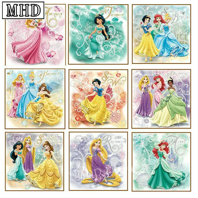 

Full Square / Round 5d Diamond Painting Cartoon Princess Sticker Mosaic 3d Diamond Embroidery Mickey Mouse Child Gift 50x50cm