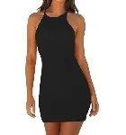 Мода женское сексуальное базовое обтягивающие платья с открытой спиной однотонное платье на бретельках без рукавов праздничное мини-платье Ve DD3M - Цвет: black