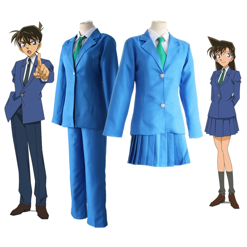 Anime-Detective-Conan-Cosplay-Kudou-Shinichi-Jimmy-Kudo-Mouri-Ran-Rachel-Moore-Blue-School-Uniform-Suit (5)